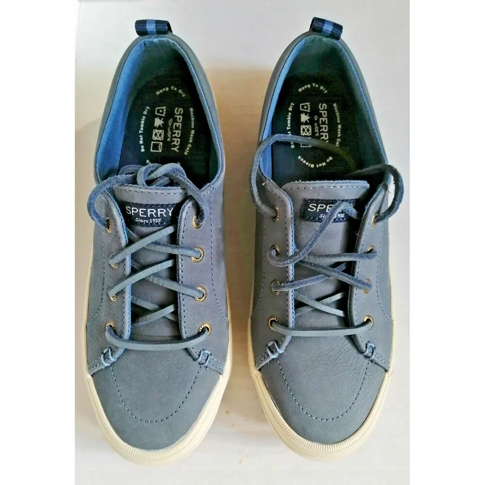 Sperry Womens Flat Shoes Lace Up Sneakers Cushioned Grey Sz 8.5 Comfy